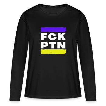 F*ck Poutine - T-shirt manches longues Premium bio Femme - noir - Devant - Julia (174cm)