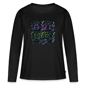 ABC Life 123 - Club WoW - T-shirt manches longues Premium bio Femme - noir - Devant - Julia (174cm)