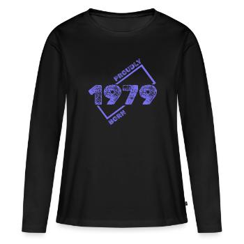 Idée cadeau 1979 - T-shirt manches longues Premium bio Femme - noir - Devant - Julia (174cm)
