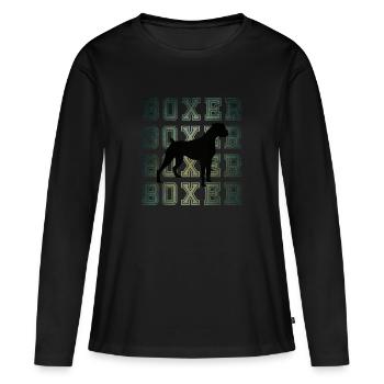 Disko Retro Boxer Hund - Frauen Premium Bio Langarmshirt - Schwarz - Vorne - Julia (174cm)