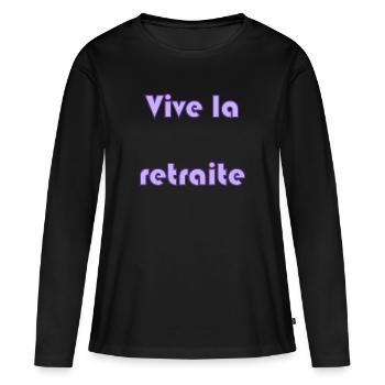 RETRAITE. RETRAITE. RETRAITEE. RETRAITE - T-shirt manches longues Premium bio Femme - noir - Devant - Julia (174cm)