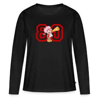 Charlotte Aux Fraises Rouge 80 Design - T-shirt manches longues Premium bio Femme - noir - Devant - Julia (174cm)