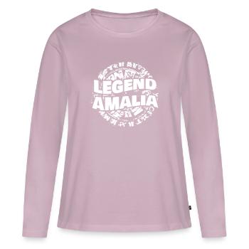 Mme Amalia - T-shirt manches longues Premium bio Femme - rose poudré - Devant - Julia (174cm)