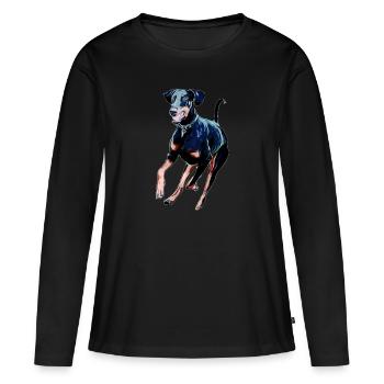 Doberman - T-shirt manches longues Premium bio Femme - noir - Devant - Julia (174cm)