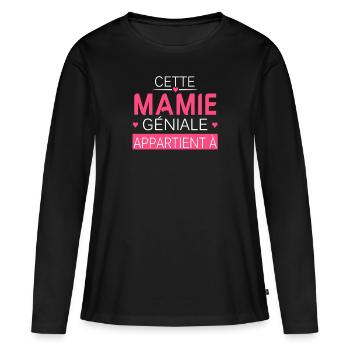Cette Mamie Géniale Appartient à Personnalisé - T-shirt manches longues Premium bio Femme - noir - Devant - Julia (174cm)