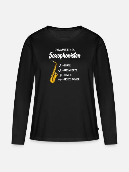 Dynamik eines Saxophonisten Saxophonist Saxophon - Frauen Premium Bio Langarmshirt - Schwarz