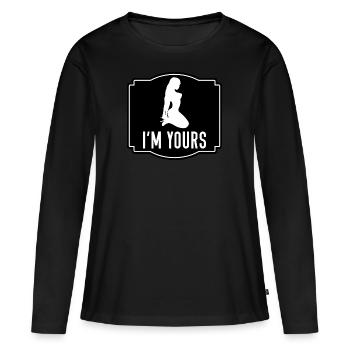 BDSM Sub auf Knien I'M YOURS SM Fetisch T-Shirt - Frauen Premium Bio Langarmshirt - Schwarz - Vorne - Julia (174cm)