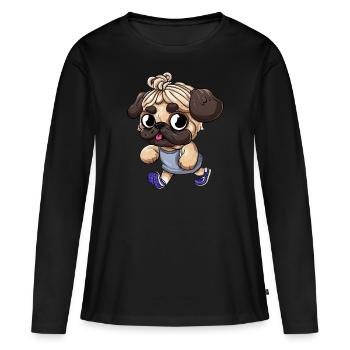 Carlin sportif : en forme et actif sur la route - T-shirt manches longues Premium bio Femme - noir - Devant - Julia (174cm)