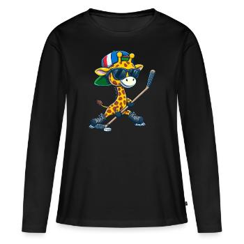 Bâton de hockey sur glace lunatique Double bâtongirafe - T-shirt manches longues Premium bio Femme - noir - Devant - Julia (174cm)