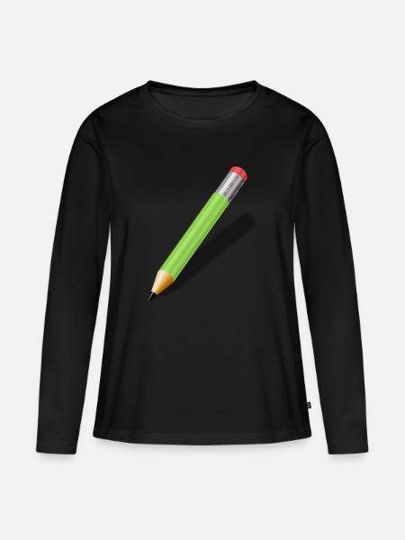Bleistift - Frauen Premium Bio Langarmshirt - Schwarz