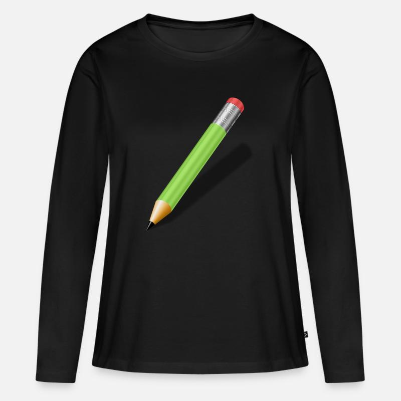 Bleistift - Frauen Premium Bio Langarmshirt - Schwarz