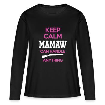 Gardez calme Mamaw peut gérer n’importe quoi Chemise - T-shirt manches longues Premium bio Femme - noir - Devant - Julia (174cm)