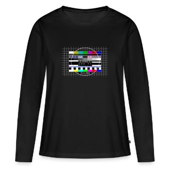 DDR Testbild zum Mauerfall mit Datum 09.11.1989 - Frauen Premium Bio Langarmshirt - Schwarz - Vorne - Julia (174cm)