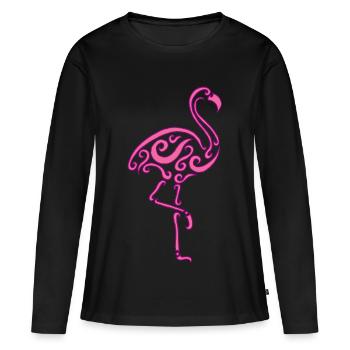 Flamant rose - T-shirt manches longues Premium bio Femme - noir - Devant - Julia (174cm)