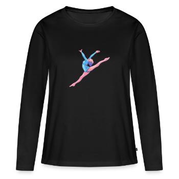 Gymnaste - exercices au sol Gymnastique rythmique - T-shirt manches longues Premium bio Femme - noir - Devant - Julia (174cm)