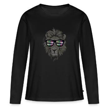 Lion avec motif de test lunettes de soleil costume de fête - T-shirt manches longues Premium bio Femme - noir - Devant - Julia (174cm)