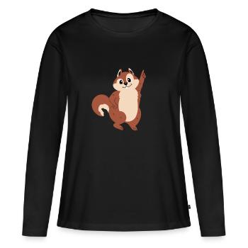 Funny squirrel logs - Women's Premium Organic Long Sleeve Shirt - black - Front - Julia (174cm)
