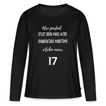 La Charente Maritime - T-shirt manches longues Premium bio Femme - noir - Devant - Julia (174cm)