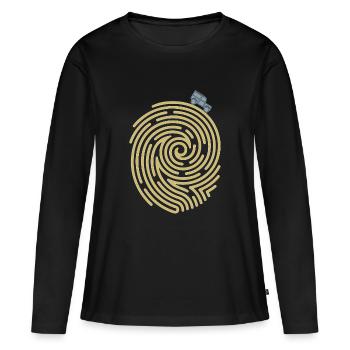 Defender Fingerprint - Women's Premium Organic Long Sleeve Shirt - black - Front - Julia (174cm)