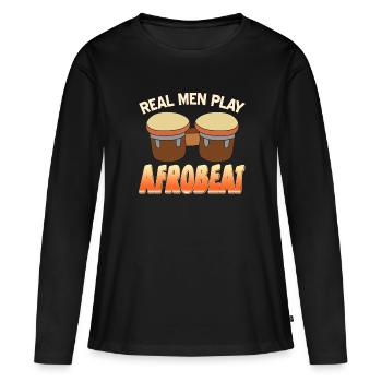 Les vrais hommes jouent à l’afrobeat Awesome Afrobeat T-Shirt - T-shirt manches longues Premium bio Femme - noir - Devant - Julia (174cm)