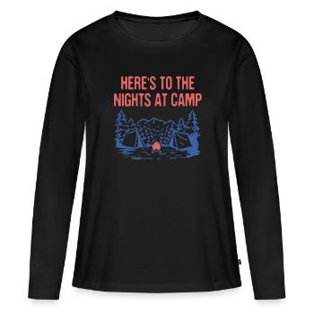 Nuits au Camp Camping Forest Camper Woods - T-shirt manches longues Premium bio Femme - noir - Devant - Julia (174cm)
