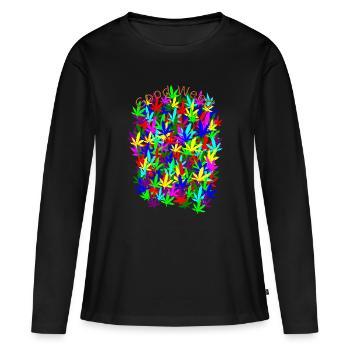 Champ d’herbe - T-shirt manches longues Premium bio Femme - noir - Devant - Julia (174cm)