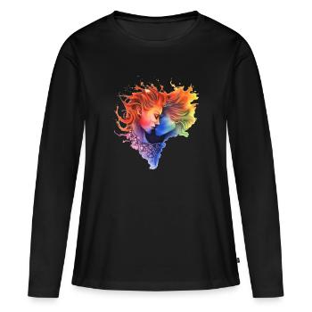 Fierté Amour Femmes Baiser - T-shirt manches longues Premium bio Femme - noir - Devant - Julia (174cm)