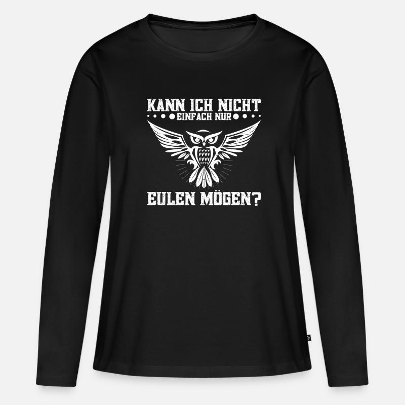 Eulenzüchter Eulen Eule Eulenfan Eulenliebhaber - Frauen Premium Bio Langarmshirt - Schwarz