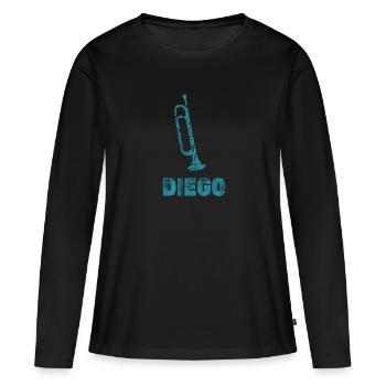 Fanfare Diego - T-shirt manches longues Premium bio Femme - noir - Devant - Julia (174cm)