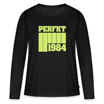 Perfekt 1984 - Frauen Premium Bio Langarmshirt - Schwarz - Vorne - Julia (174cm)
