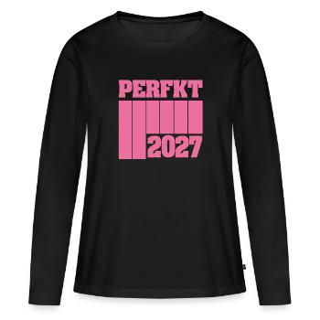 2027 - Women's Premium Organic Long Sleeve Shirt - black - Front - Julia (174cm)