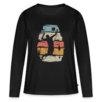 Joueur de volley-ball rétro - Attaque de balle Scratch - T-shirt manches longues Premium bio Femme - noir - Devant - Julia (174cm)