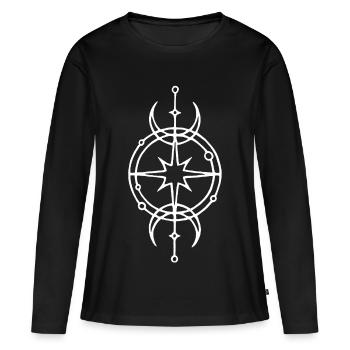 Symbole blanc de protection - T-shirt manches longues Premium bio Femme - noir - Devant - Julia (174cm)