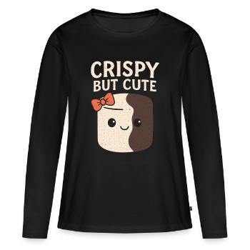 Croustillant mais mignon - Humour à la guimauve - T-shirt manches longues Premium bio Femme - noir - Devant - Julia (174cm)
