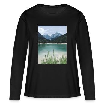 Lac et bois - T-shirt manches longues Premium bio Femme - noir - Devant - Julia (174cm)