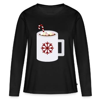 Art de tasse de cacao en flocon de neige - T-shirt manches longues Premium bio Femme - noir - Devant - Julia (174cm)
