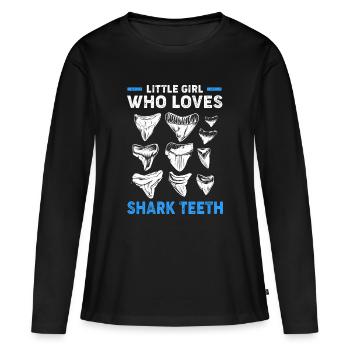 Dents de requin Dents de requin Dents de requin - T-shirt manches longues Premium bio Femme - noir - Devant - Julia (174cm)