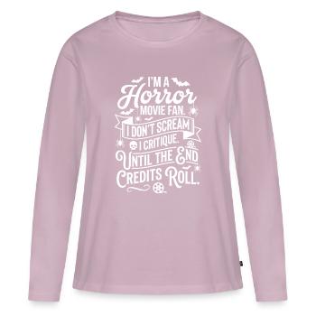 Horror-Fan: Kritisch bis Abspann - Frauen Premium Bio Langarmshirt - Altrosa - Vorne - Julia (174cm)