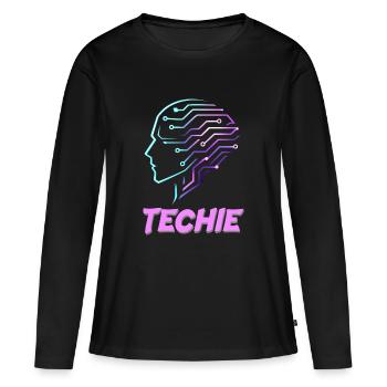 Neon Head Circuit Techie - Women's Premium Organic Long Sleeve Shirt - black - Front - Julia (174cm)