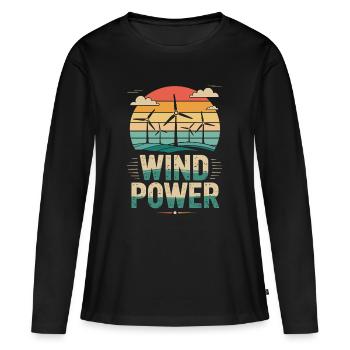 Éoliennes Énergie renouvelable - T-shirt manches longues Premium bio Femme - noir - Devant - Julia (174cm)