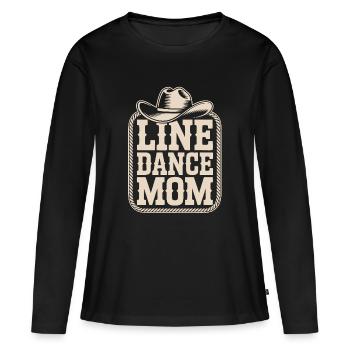 Line Dance Mom Western - Frauen Premium Bio Langarmshirt - Schwarz - Vorne - Julia (174cm)