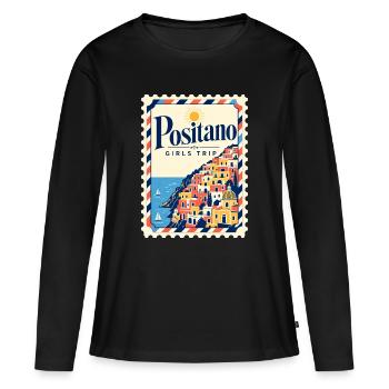 Voyage des filles à Positano Souvenir des vacances sur la côte amalfitaine - T-shirt manches longues Premium bio Femme - noir - Devant - Julia (174cm)