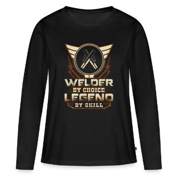 Légende de la soudure par choix Métier de soudeur drôle - T-shirt manches longues Premium bio Femme - noir - Devant - Julia (174cm)