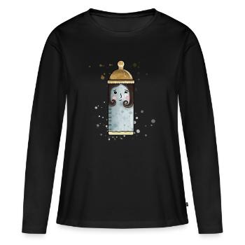 Milchflasche - Frauen Premium Bio Langarmshirt - Schwarz - Vorne - Julia (174cm)