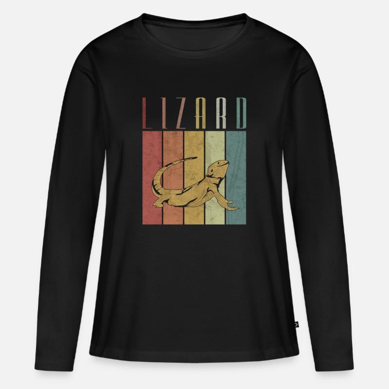 Eidechse - Frauen Premium Bio Langarmshirt - Schwarz