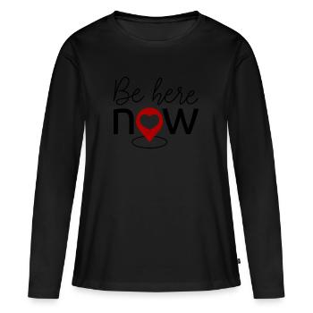 Sois ici maintenant - T-shirt manches longues Premium bio Femme - noir - Devant - Julia (174cm)