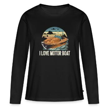 J’aime la parade de bateaux à moteur Citation de bateau à moteur - T-shirt manches longues Premium bio Femme - noir - Devant - Julia (174cm)