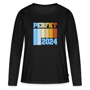 2024 2024 - Frauen Premium Bio Langarmshirt - Schwarz - Vorne - Julia (174cm)
