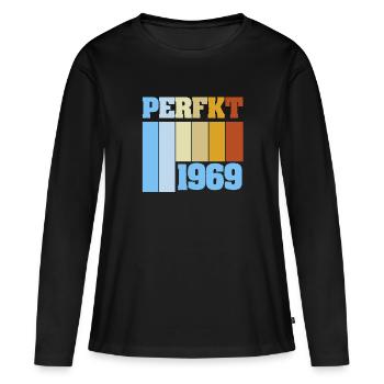 1969 1969 - T-shirt manches longues Premium bio Femme - noir - Devant - Julia (174cm)