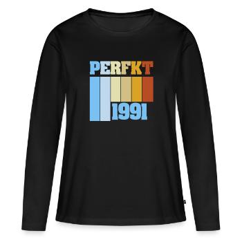 Perfekt 1991 - Frauen Premium Bio Langarmshirt - Schwarz - Vorne - Julia (174cm)